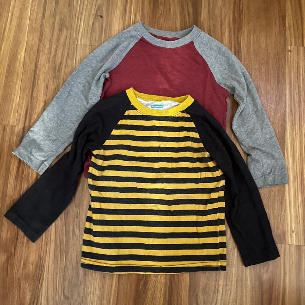 Garanimals Yellow and Black Striped Long Sleeve Tee and Maroon and gray